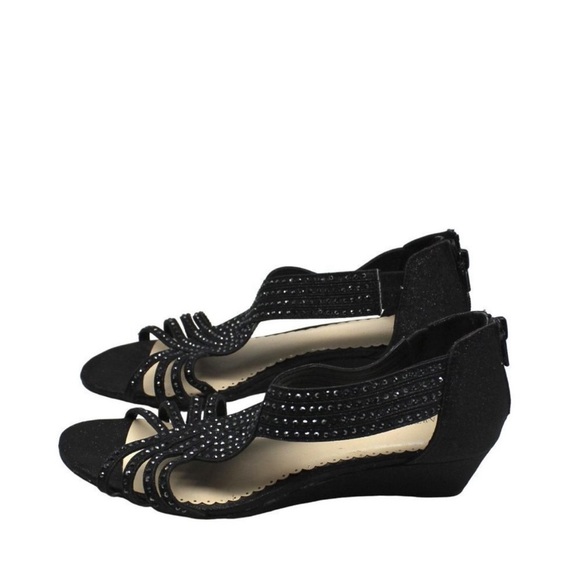 Charter Club Black Glitter Dress Sandal Wedges-NWT - Picture 6 of 15